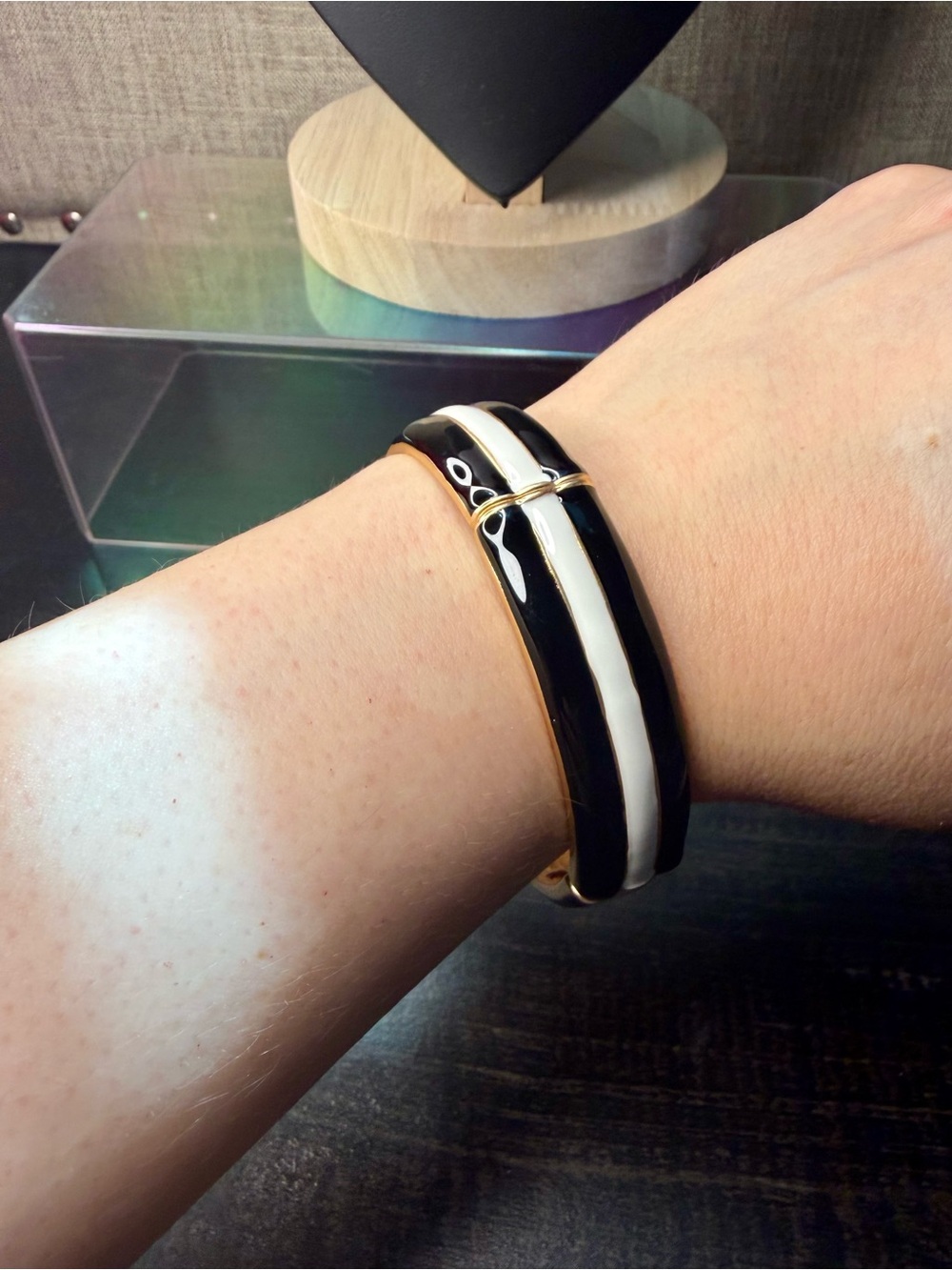 Black and White Enamel Bangle Bracelet